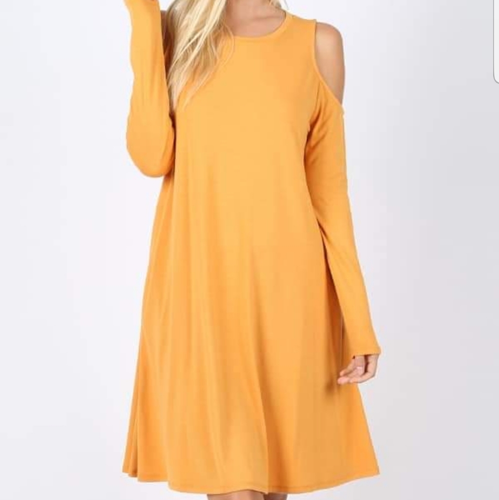 Zenna - Ash Mustard Gold Longsleeve Tunic Dress #nwt #GameDay